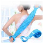 Banda siliconica pentru curatare corporala cu efect de masaj si exfoliere, culoare bleu