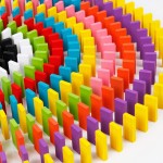 Domino multicolor, joc de lemn cu 1000 piese, lemn, traseu de creatie, + 3 ani, Urban Trends ®