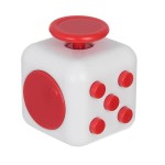 Cub antistres, Fidget cube cu latura anti-anxietate, alb-rosu, 3x3x3 cm, Urban Trends ®