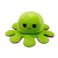 Jucarie reversibila din plus Octopus doll, OKTANE, caracatita cu 2 fete pentru reprezentarea sentimentelor, 20x20cm, verde-purple