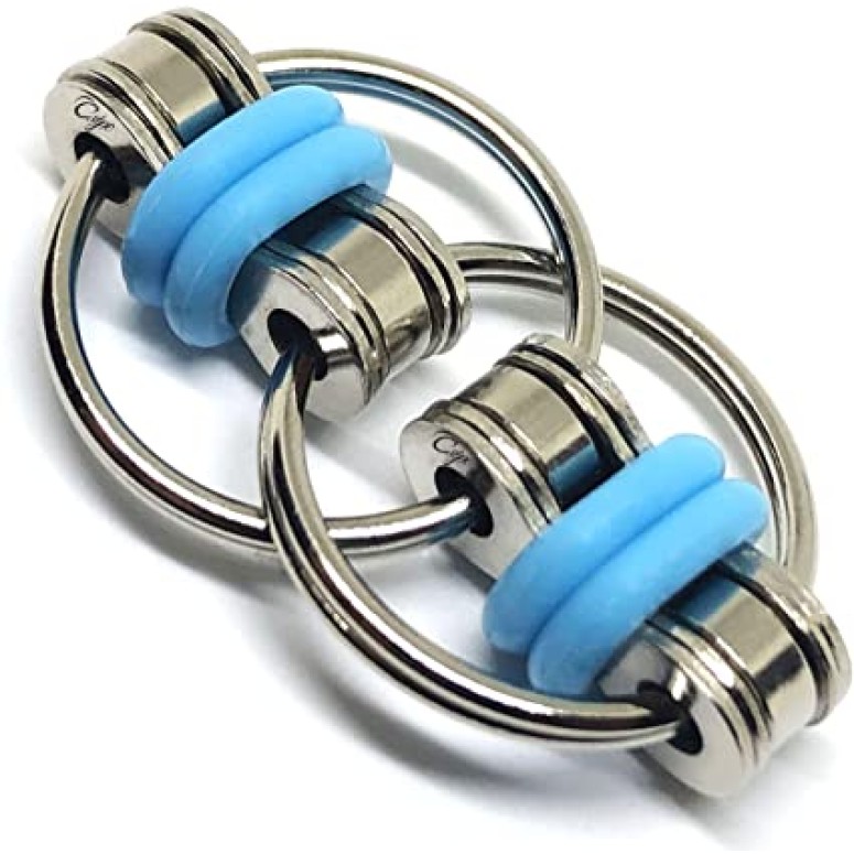 Jucarie senzoriala antistres, Fidget Metalic Triplu Spinner, Albastru, 3 cm, +3 ani, Urban Trends ®️