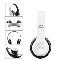 Casti wireless P47, Stereo Headphones, Fm Radio, MP3 Player, Microfon incorporat, Port Micro SD, Negru/Alb, Urban Trends ®