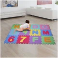 Covor puzzle cu cifre si litere pentru copii, 13 X 13 cm Multicolor, set 36 piese