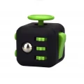 Cub antistres, Fidget cube cu latura anti-anxietate, negru-verde, 3x3x3 cm