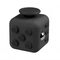 Cub antistres, Fidget cube cu latura anti-anxietate, negru, 3x3x3 cm
