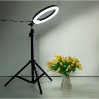 Lampa circulara LED selfie, 30 cm cu trepied telescopic si suport de telefon, telecomanda bluetooth declansatoare inclusa