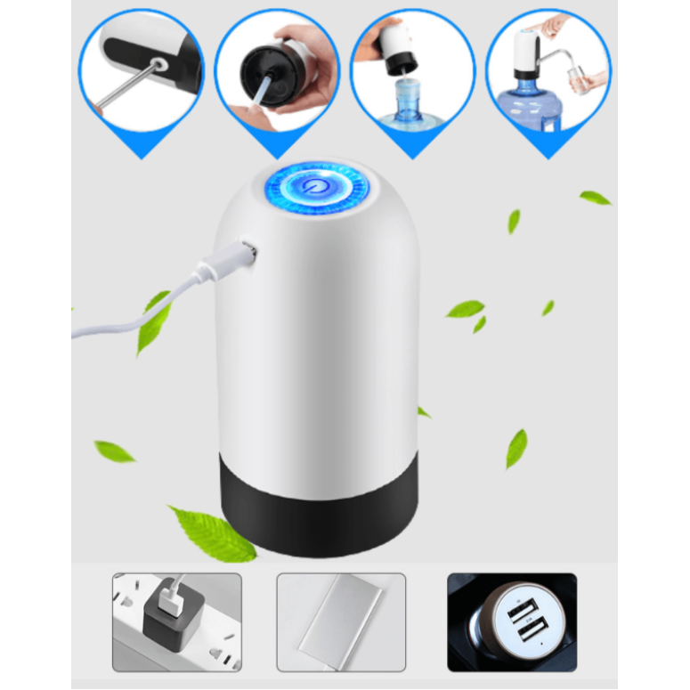 Dozator automat de apa , pentru bidoane, incarcare USB alb/negru, Urban Trends ®