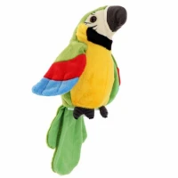 Jucarie interactiva, papagalul vorbitor multicolor , repeta tot ce aude, 18cm, Verde, Baterii incluse