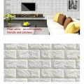 Tapet 3D ALB GROS design perete modern din caramida in relief, Autoadeziv , 77x70 cm