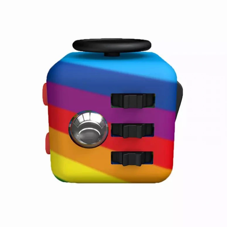 Cub antistres, Fidget cube cu latura anti-anxietate, multicolor, 3x3x3 cm