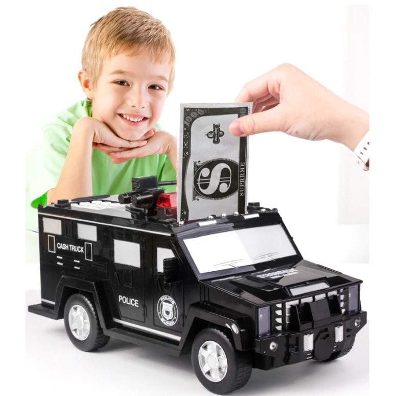 Pusculita inteligenta pentru copii, Masina de Politie, cu parola si amprenta