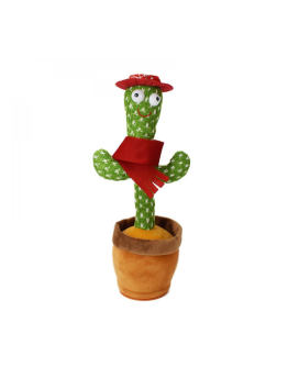 Jucarie interactiva Cactus Vorbitor si Dansator acumulator inclus, 32 cm, cu costumas de cubanez, cu baterii incluse, danseaza si repeta ceea ce spune copilul