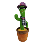 Jucarie interactiva Cactus Vorbitor si Dansator, 32 cm, cu costumas de petrecere, cu baterii incluse, danseaza si repeta ceea ce spune copilul, Verde, Urban Trends ®