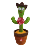 Jucarie interactiva Cactus Vorbitor si Dansator, 32 cm, cu costumas texan, cu baterii incluse, danseaza si repeta ceea ce spune copilul, Verde, Urban Trends ®