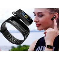 Bratara fitness 2 in 1, Smart Bracelet, cu casca Bluetooth inclusa, 