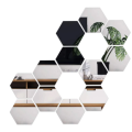 Set 25 stickere auto-adezive, tip oglinda decorativa, 3D, Hexagon, 25 cm, Argintiu, Urban Trends ®