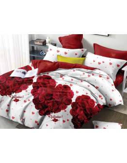 Lenjerie de pat 6 piese, model Hearts and Roses, 100% bumbac, material calitativ, 180 x 200 cm, Urban Trends ®