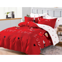 Lenjerie de pat 6 piese, model Red Love, 100% bumbac, material calitativ, 180 x 200 cm, Urban Trends ®