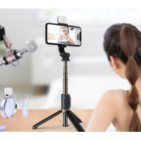 Selfie Stick Trepied cu Blitz si Bluetooth, senzor de lumina integrat, Perfect Selfie T3
