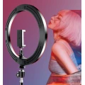 Lampa circulara Selfie Ring Light RGB, diametru 30cm LED, conectare USB, 10 trepte reglaj, suport telefon