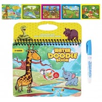 Carte de colorat cu apa , reutilizabila ,Doodble Book animale multicolore