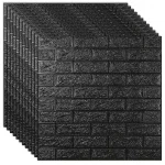 Set 10 Tapet 3D Autoadeziv impermeabil 70cm x 77cm x 6 mm - Caramida neagra