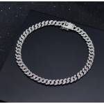 Lant model Cuban Chain Link 01, placat cu cristale din Zirconiu, material Inox, 45 cm, Urban Trends ®