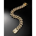 Bratara model Cuban Chain Link, aurie, placata cu cristale din Zirconiu