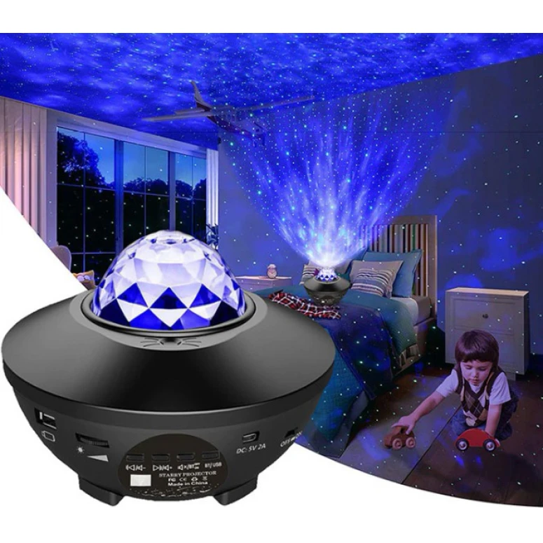 Lampa de veghe cu proiectie ambientala stele, Galaxy Starlight, cu difuzor, bluetooth si telecomanda