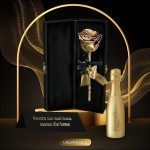 Set cadou Trandafir criogenat auriu in cutie de catifea "Pentru cea mai buna Mama din lume" + Bottega Prosecco Gold