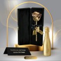 Set cadou Trandafir criogenat auriu in cutie de catifea "Pentru cea mai buna Mama din lume" + Bottega Prosecco Gold