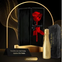 Set cadou Trandafir criogenat Rosu in cutie de catifea "Pentru cea mai buna Mama din lume" + Bottega Prosecco Gold