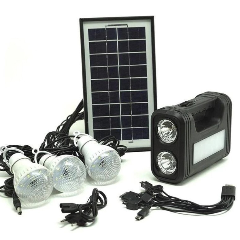 Kit Panou Solar profesional Cu 3 Becuri si lanterna, iluminare gratuita pentru exterior