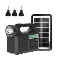Kit Panou Solar profesional Cu 3 Becuri si lanterna, iluminare gratuita pentru exterior