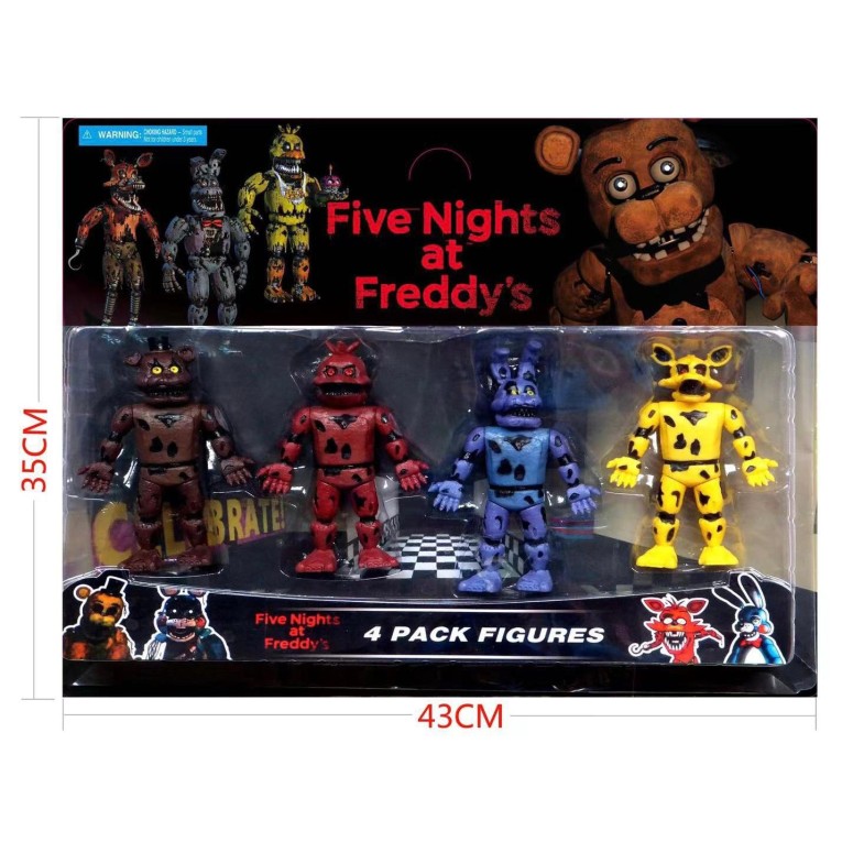Set de 4 figurine de actiune, Five Nights At Freddy', PVC, Bonnie, Foxy Bear, Freddy FNAF