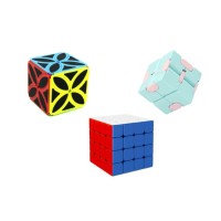 Set 3 jucarii tip anti stress, infinity cube, Cub Rubik 4x4x4 multicolor, cub rubik flower, Multicolor
