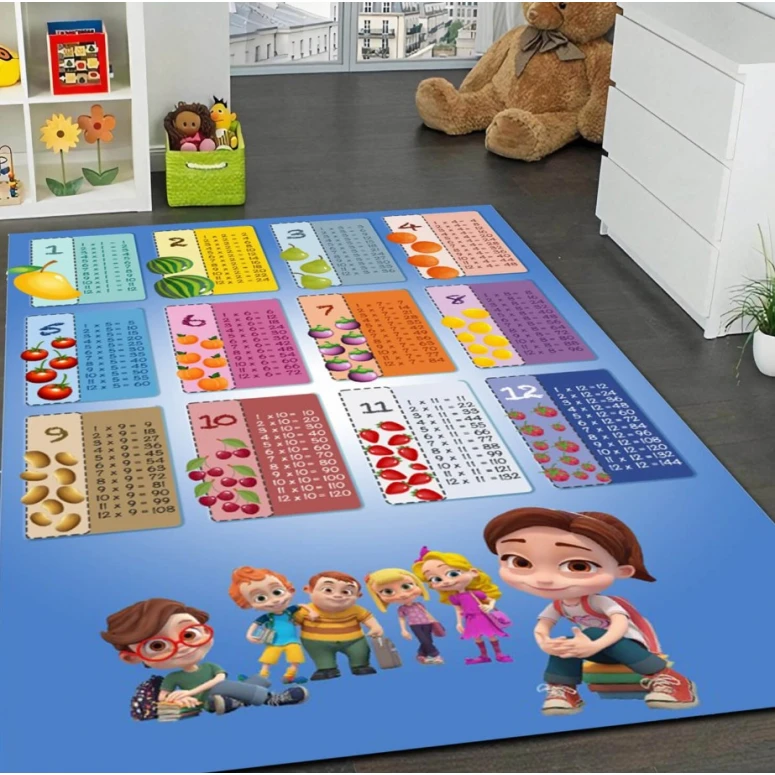 Covor Educativ Copii, Tabla Inmultirii/Fructe, Multicolor, Antiderapant 80 X 150 CM