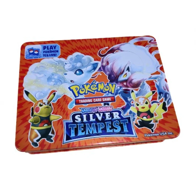 Set 100 carti Pokemon Mega Pack, Album 3D si cutie de depozitare inclusa, Silver Tempest